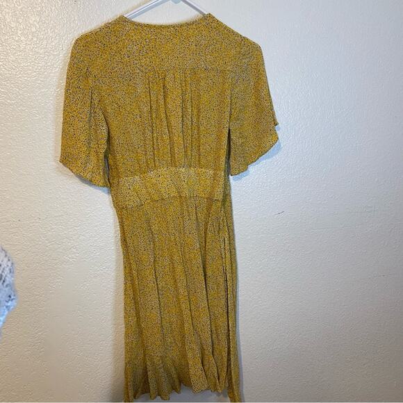 ba&sh BELINA Golden Yellow Floral Ruffle Wrap Dress Curry Lady Dress Size Small - Picture 4 of 10